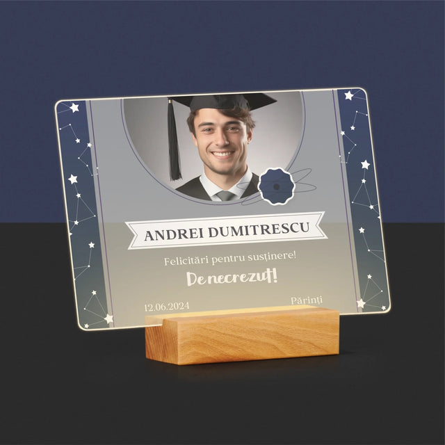 Fotografie Si Semnătură: Felicitări Pentru Susținerea Cu Succes A Tezei - Imprimare Pe Sticlă Acrilică (Horizontală)