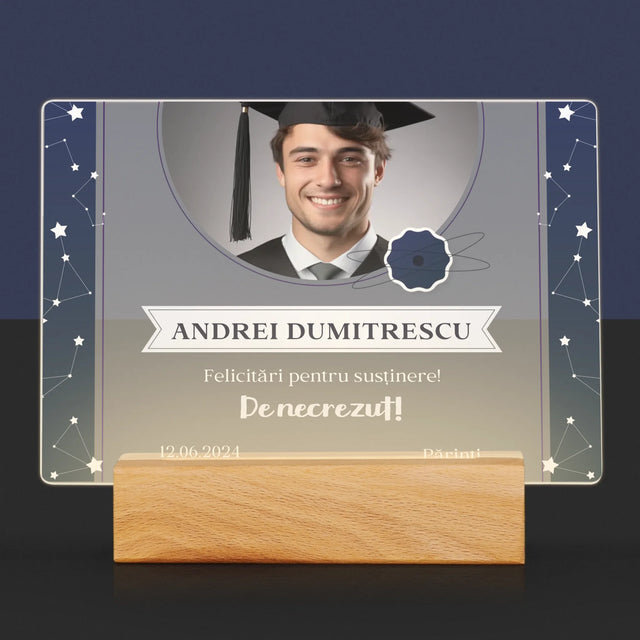 Fotografie Si Semnătură: Felicitări Pentru Susținerea Cu Succes A Tezei - Imprimare Pe Sticlă Acrilică (Horizontală)