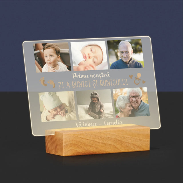 Colaj De Fotografii: Prima Noastră Zi A Bunicei Și Bunicului - Imprimare Pe Sticlă Acrilică (Horizontală)