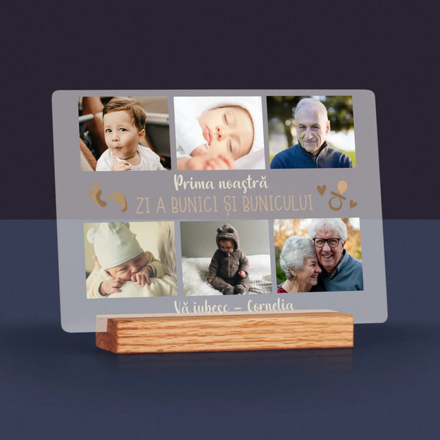 Colaj De Fotografii: Prima Noastră Zi A Bunicei Și Bunicului - Imprimare Pe Sticlă Acrilică (Horizontală)