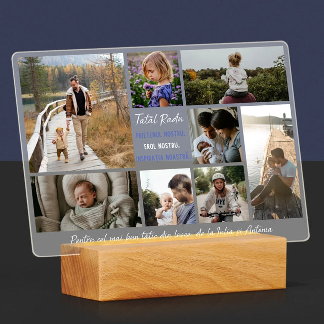 Colaj De Fotografii: Tată Prieten - Imprimare Pe Sticlă Acrilică (Horizontală)