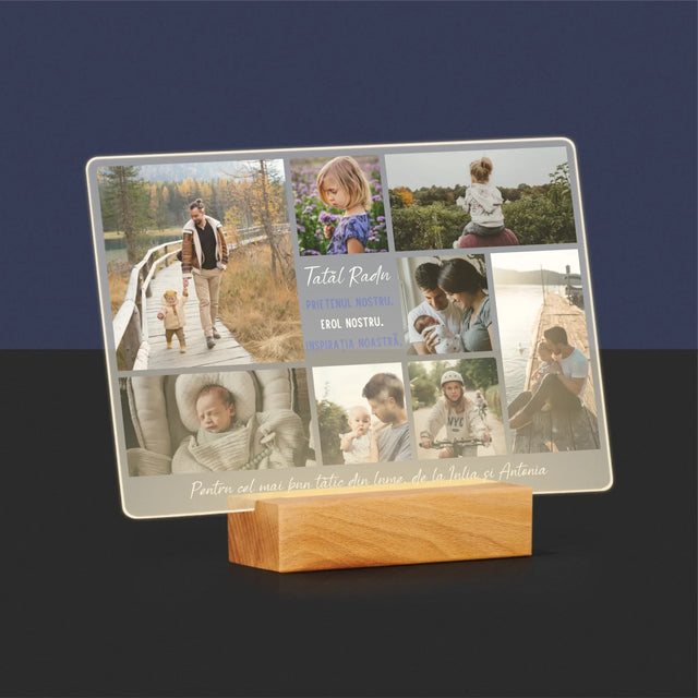 Colaj De Fotografii: Tată Prieten - Imprimare Pe Sticlă Acrilică (Horizontală)