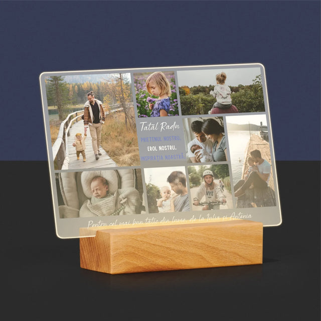 Colaj De Fotografii: Tată Prieten - Imprimare Pe Sticlă Acrilică (Horizontală)