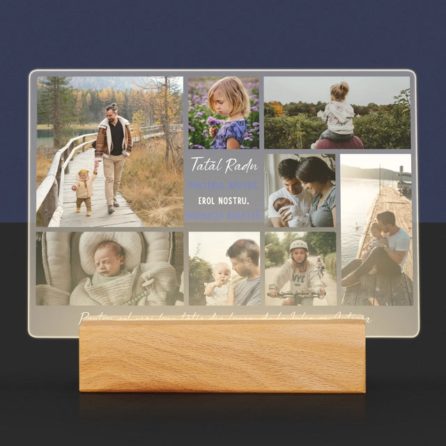 Colaj De Fotografii: Tată Prieten - Imprimare Pe Sticlă Acrilică (Horizontală)