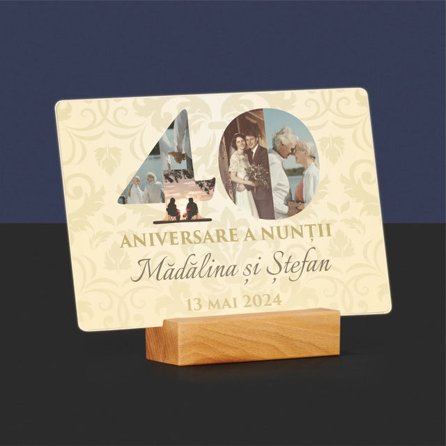Cuvânt Din Fotografii: A 40-A Aniversare A Nunții - Imprimare Pe Sticlă Acrilică (Horizontală)
