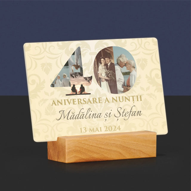 Cuvânt Din Fotografii: A 40-A Aniversare A Nunții - Imprimare Pe Sticlă Acrilică (Horizontală)