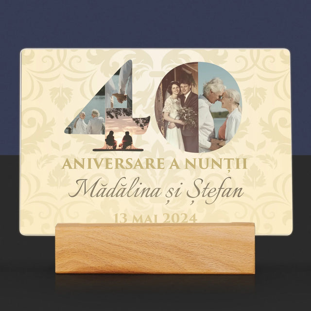 Cuvânt Din Fotografii: A 40-A Aniversare A Nunții - Imprimare Pe Sticlă Acrilică (Horizontală)