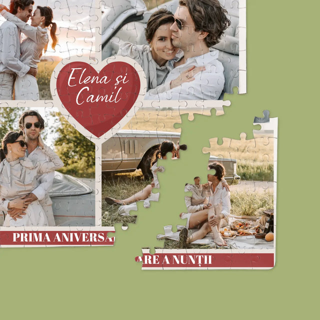 Colaj De Fotografii: Prima Aniversare A Nunții – Inimă - Puzzle