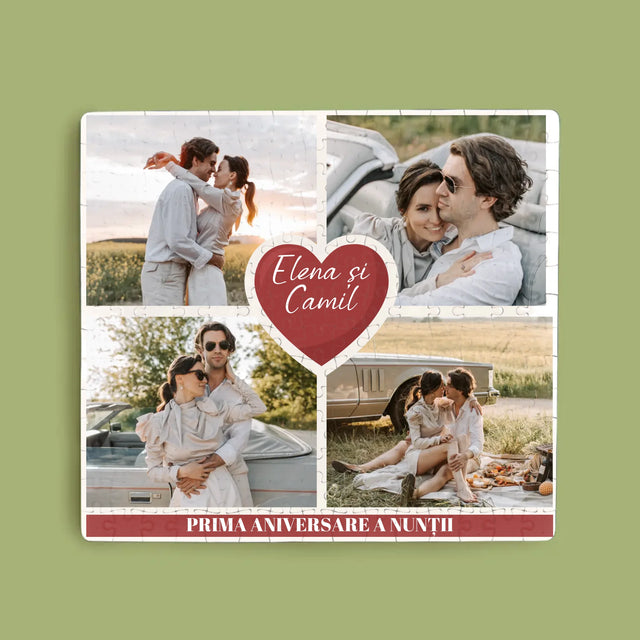 Colaj De Fotografii: Prima Aniversare A Nunții – Inimă - Puzzle
