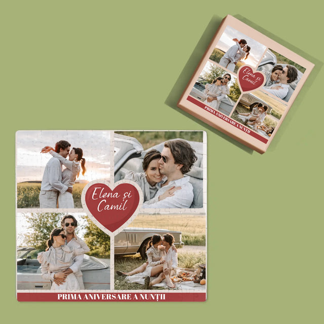 Colaj De Fotografii: Prima Aniversare A Nunții – Inimă - Puzzle