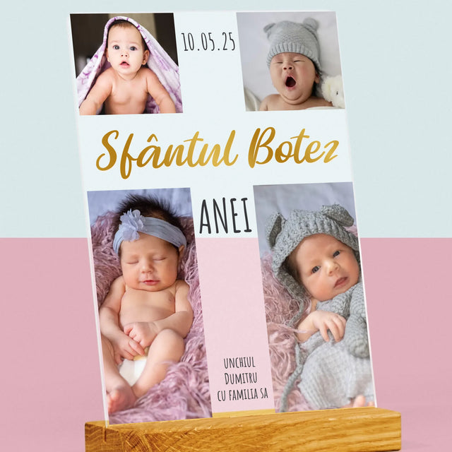 Colaj De Fotografii: Botez Sfânta Cruce - Imprimare Pe Sticlă Acrilică (Verticală)