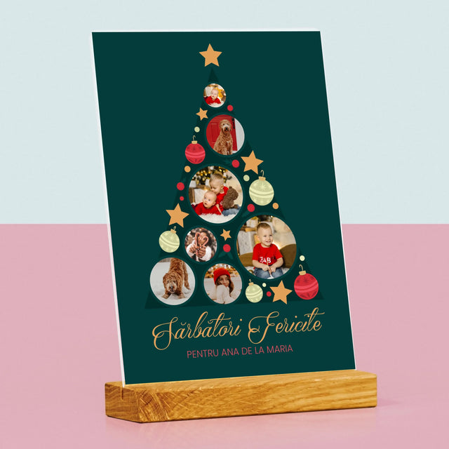 Colaj De Fotografii: Brad, Jucării De Brad - Imprimare Pe Sticlă Acrilică (Verticală)