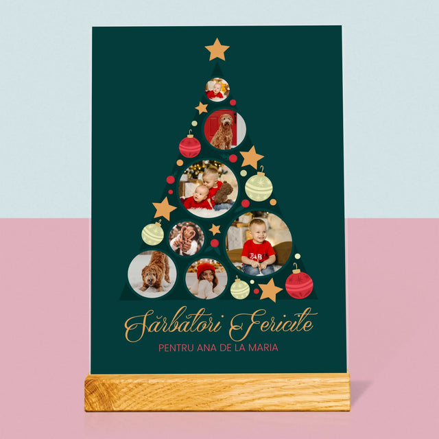 Colaj De Fotografii: Brad, Jucării De Brad - Imprimare Pe Sticlă Acrilică (Verticală)