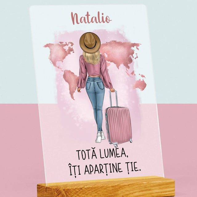 Creator De Personaj: Fată Călătoare - Imprimare Pe Sticlă Acrilică (Verticală)