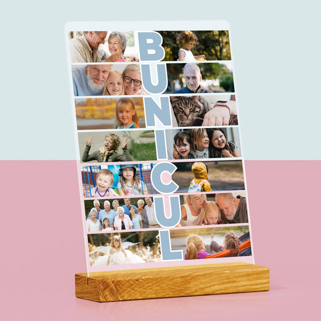 Colaj De Fotografii: Bunicul - Imprimare Pe Sticlă Acrilică (Verticală)