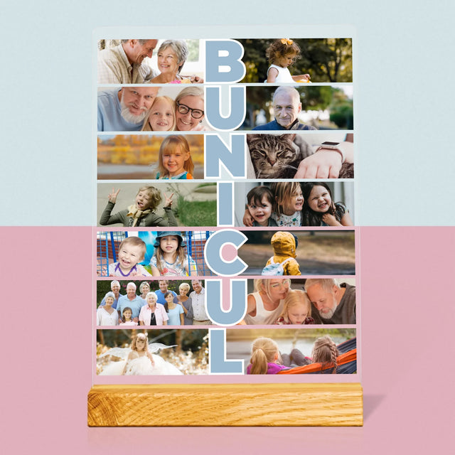 Colaj De Fotografii: Bunicul - Imprimare Pe Sticlă Acrilică (Verticală)