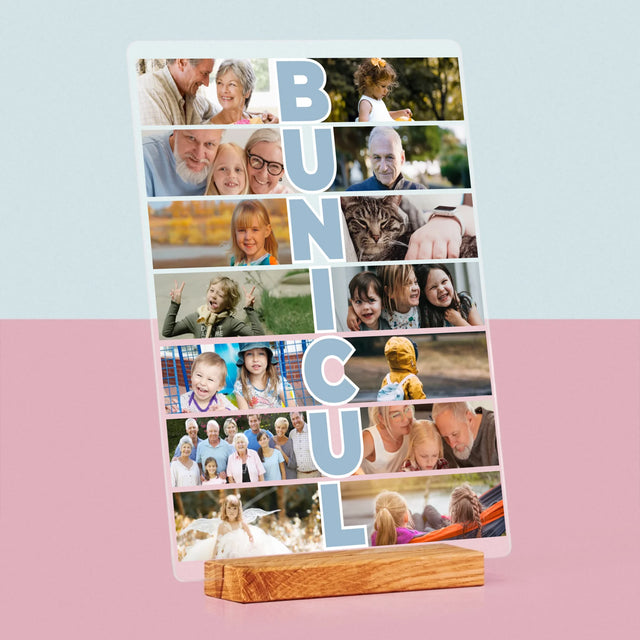 Colaj De Fotografii: Bunicul - Imprimare Pe Sticlă Acrilică (Verticală)