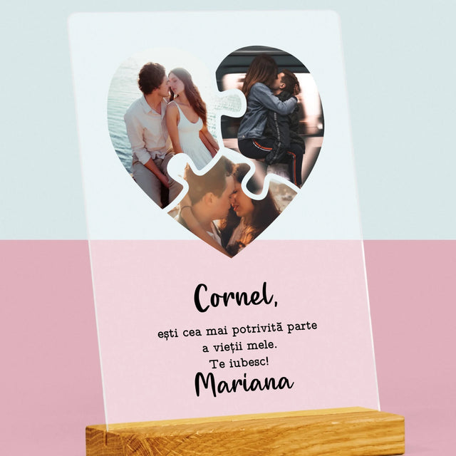 Colaj De Fotografii: Puzzle Cu Sv. Valentun - Imprimare Pe Sticlă Acrilică (Verticală)