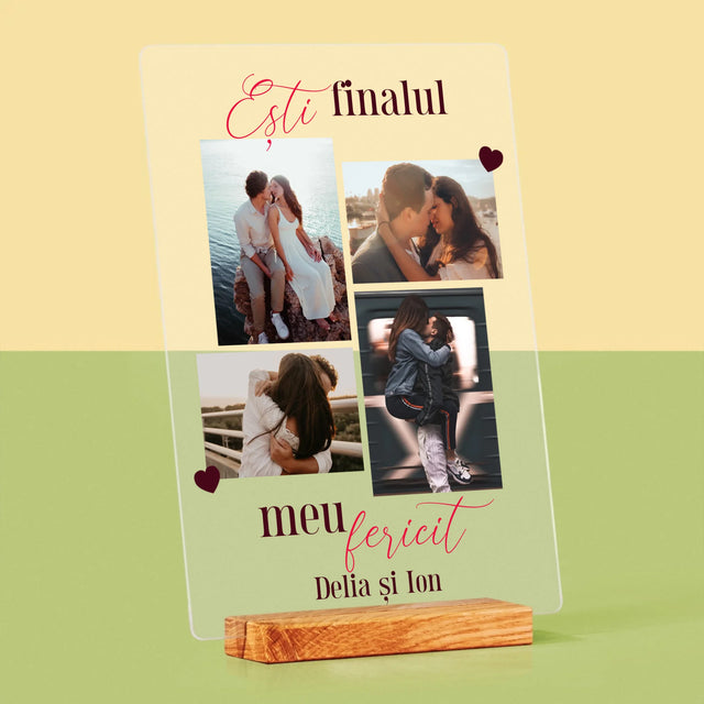 Colaj De Fotografii: Ești Finalul Meu Fericit - Imprimare Pe Sticlă Acrilică (Verticală)