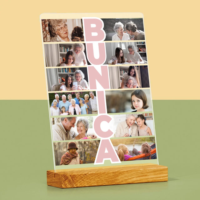 Colaj De Fotografii: Bunica - Imprimare Pe Sticlă Acrilică (Verticală)