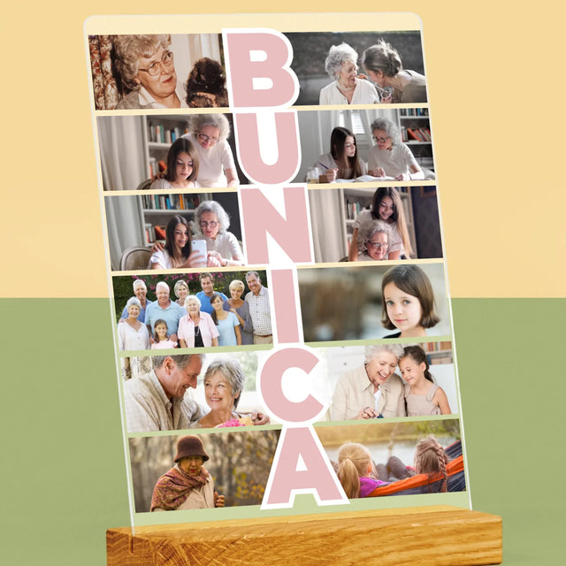 Colaj De Fotografii: Bunica - Imprimare Pe Sticlă Acrilică (Verticală)