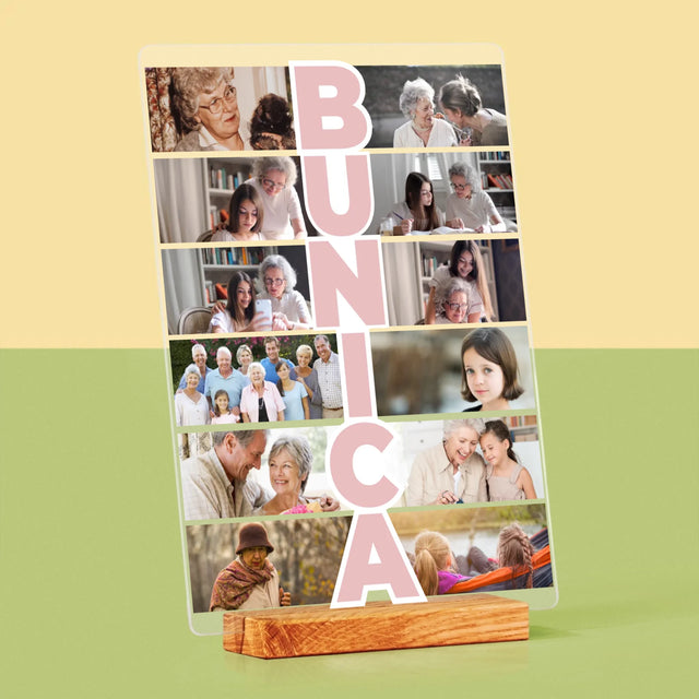 Colaj De Fotografii: Bunica - Imprimare Pe Sticlă Acrilică (Verticală)