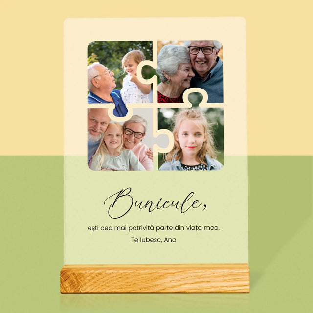 Colaj De Fotografii: Puzzle Fotografii Pentru Bunic - Imprimare Pe Sticlă Acrilică (Verticală)