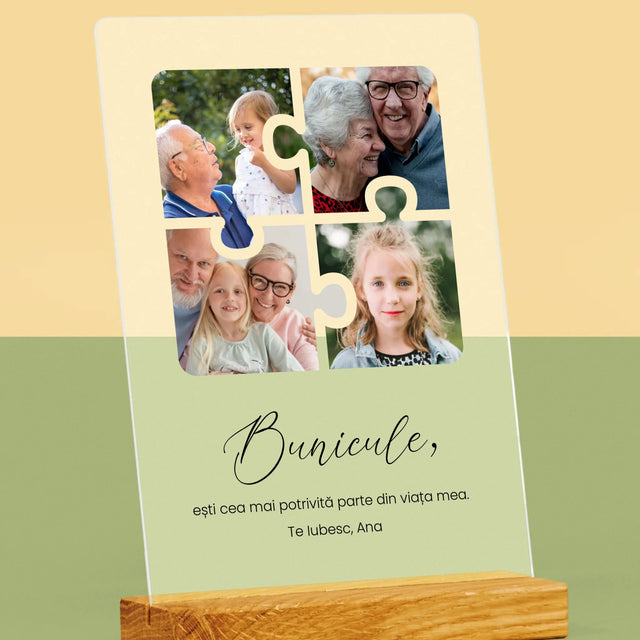 Colaj De Fotografii: Puzzle Fotografii Pentru Bunic - Imprimare Pe Sticlă Acrilică (Verticală)
