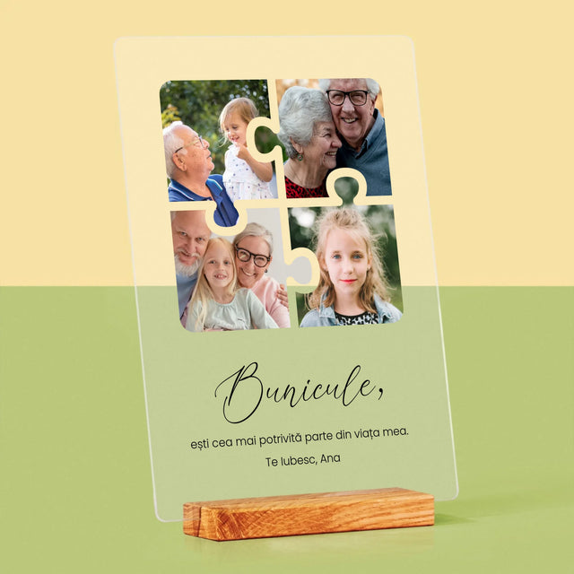 Colaj De Fotografii: Puzzle Fotografii Pentru Bunic - Imprimare Pe Sticlă Acrilică (Verticală)