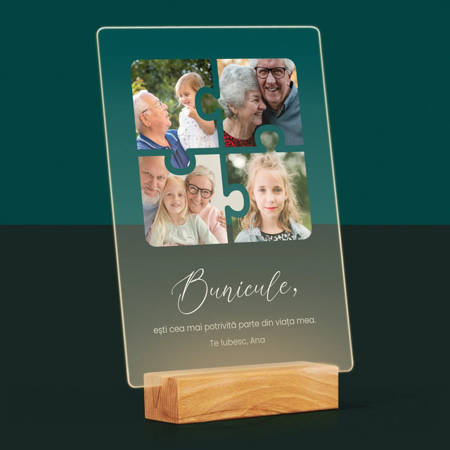 Colaj De Fotografii: Puzzle Fotografii Pentru Bunic - Imprimare Pe Sticlă Acrilică (Verticală)