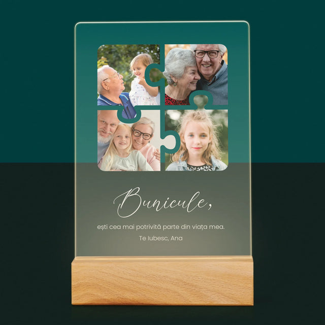Colaj De Fotografii: Puzzle Fotografii Pentru Bunic - Imprimare Pe Sticlă Acrilică (Verticală)
