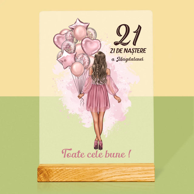 Creator De Personaj: Ziua De Naștere Baloane - Imprimare Pe Sticlă Acrilică (Verticală)