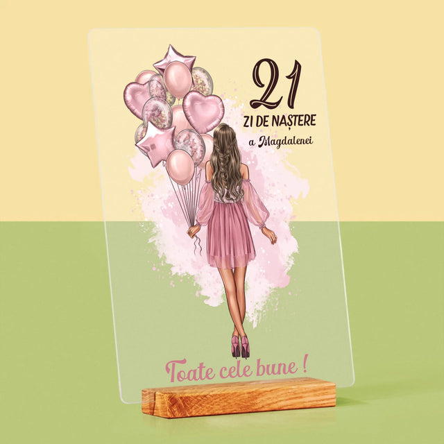 Creator De Personaj: Ziua De Naștere Baloane - Imprimare Pe Sticlă Acrilică (Verticală)