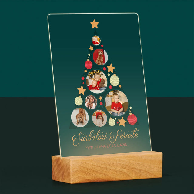 Colaj De Fotografii: Brad, Jucării De Brad - Imprimare Pe Sticlă Acrilică (Verticală)