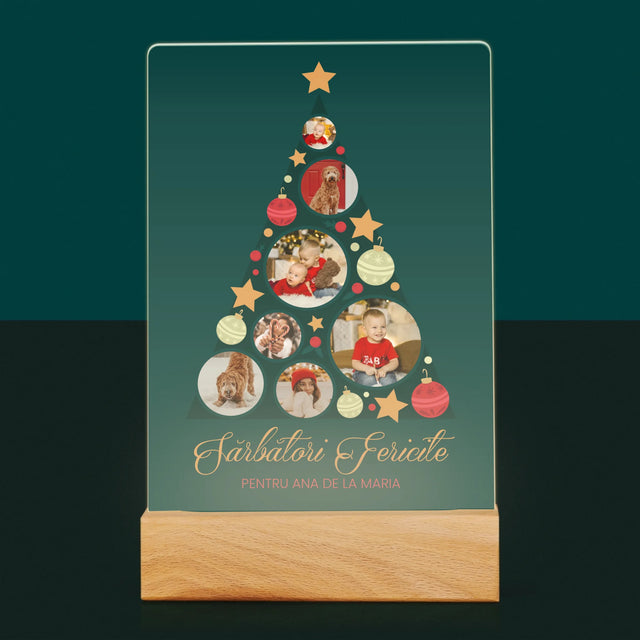 Colaj De Fotografii: Brad, Jucării De Brad - Imprimare Pe Sticlă Acrilică (Verticală)