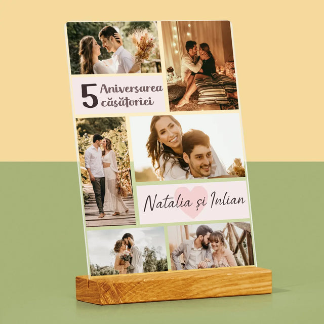 Colaj De Fotografii: A 5-A Aniversare A Nunții - Imprimare Pe Sticlă Acrilică (Verticală)