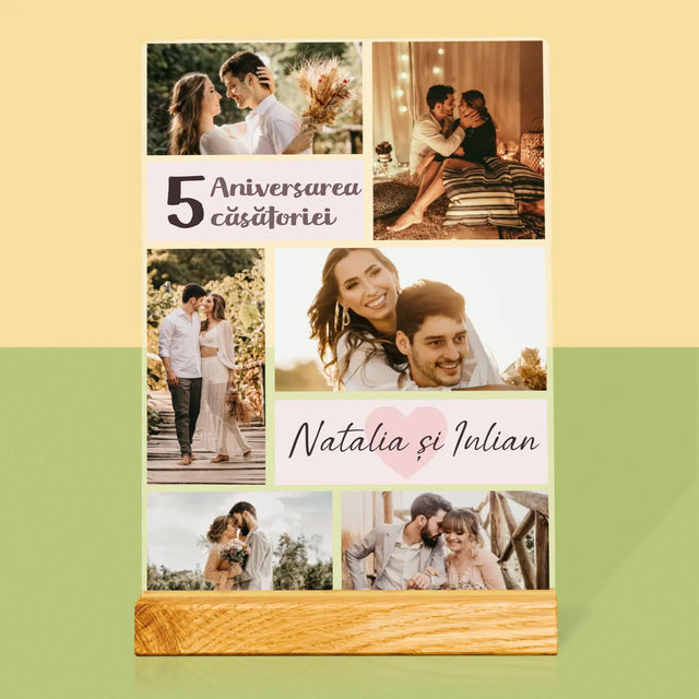 Colaj De Fotografii: A 5-A Aniversare A Nunții - Imprimare Pe Sticlă Acrilică (Verticală)