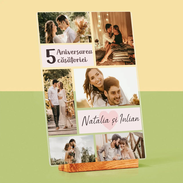 Colaj De Fotografii: A 5-A Aniversare A Nunții - Imprimare Pe Sticlă Acrilică (Verticală)