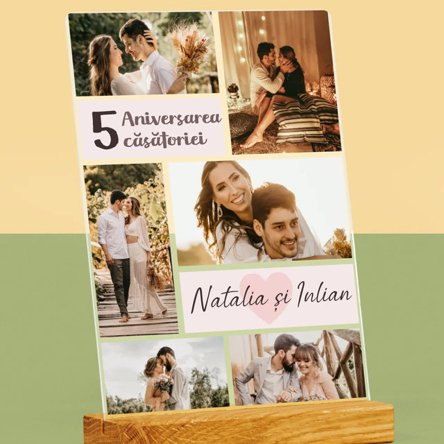 Colaj De Fotografii: A 5-A Aniversare A Nunții - Imprimare Pe Sticlă Acrilică (Verticală)