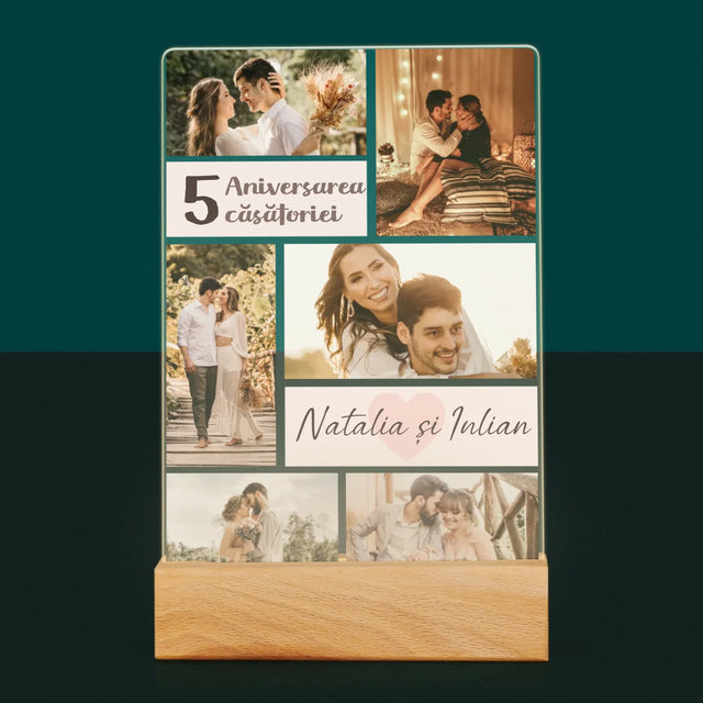 Colaj De Fotografii: A 5-A Aniversare A Nunții - Imprimare Pe Sticlă Acrilică (Verticală)