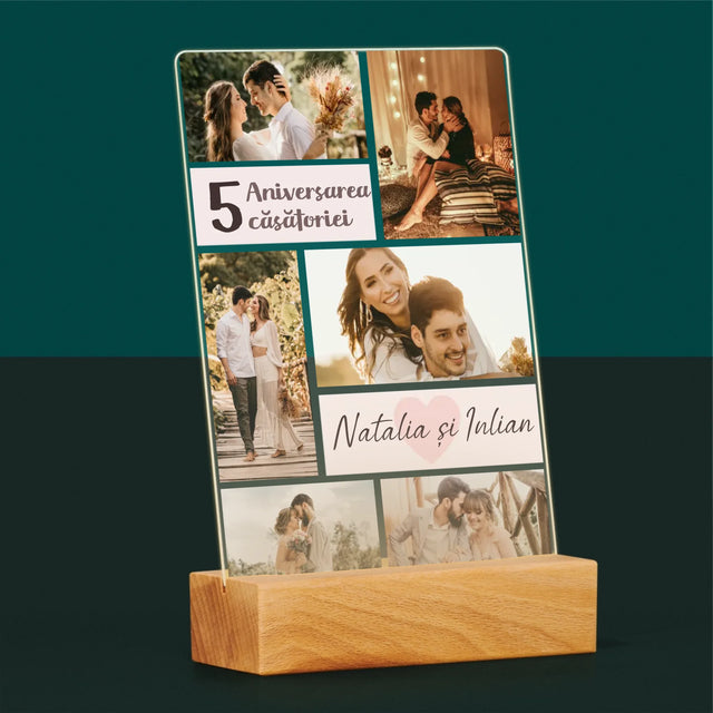 Colaj De Fotografii: A 5-A Aniversare A Nunții - Imprimare Pe Sticlă Acrilică (Verticală)