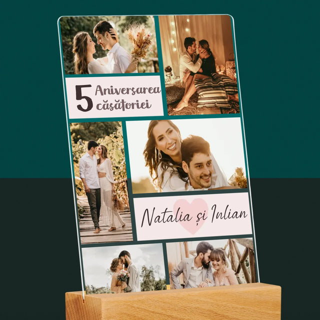 Colaj De Fotografii: A 5-A Aniversare A Nunții - Imprimare Pe Sticlă Acrilică (Verticală)