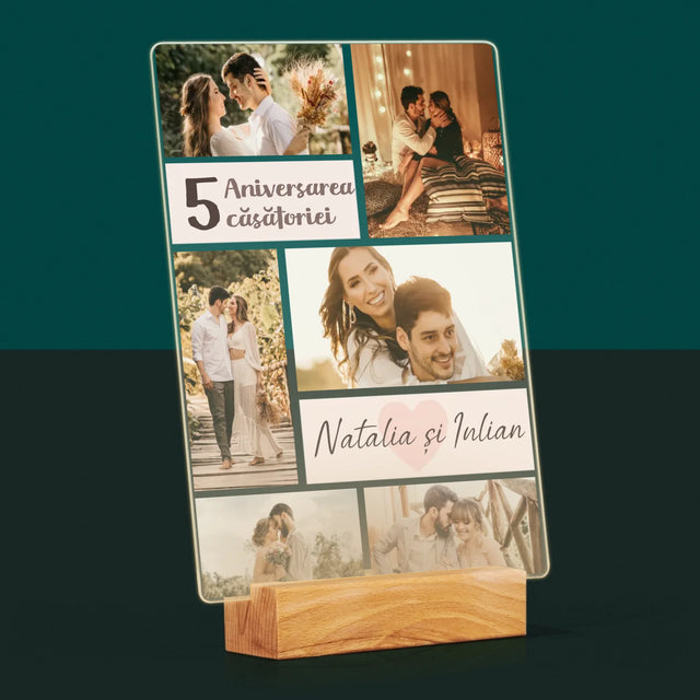 Colaj De Fotografii: A 5-A Aniversare A Nunții - Imprimare Pe Sticlă Acrilică (Verticală)