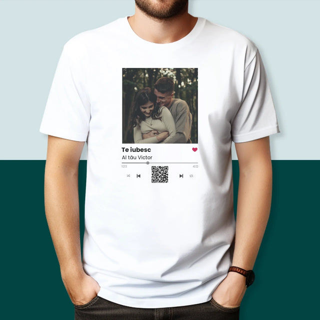 Fotografie Si Semnătură: Spotify Cu Cod Qr - Tricou Pentru Bărbați