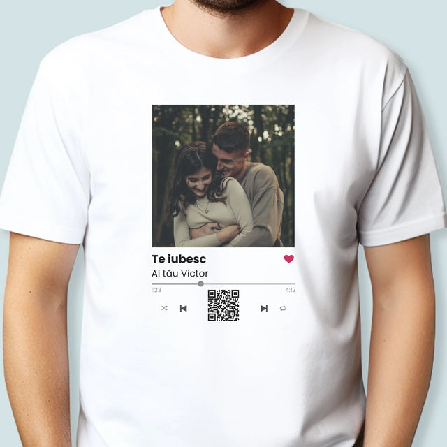 Fotografie Si Semnătură: Spotify Cu Cod Qr - Tricou Pentru Bărbați