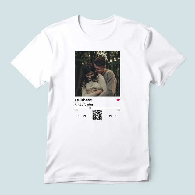 Fotografie Si Semnătură: Spotify Cu Cod Qr - Tricou Pentru Bărbați
