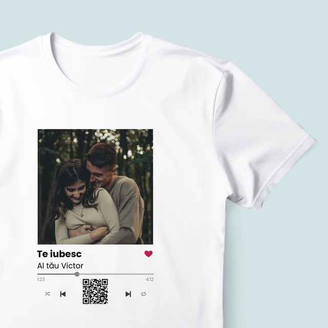 Fotografie Si Semnătură: Spotify Cu Cod Qr - Tricou Pentru Bărbați