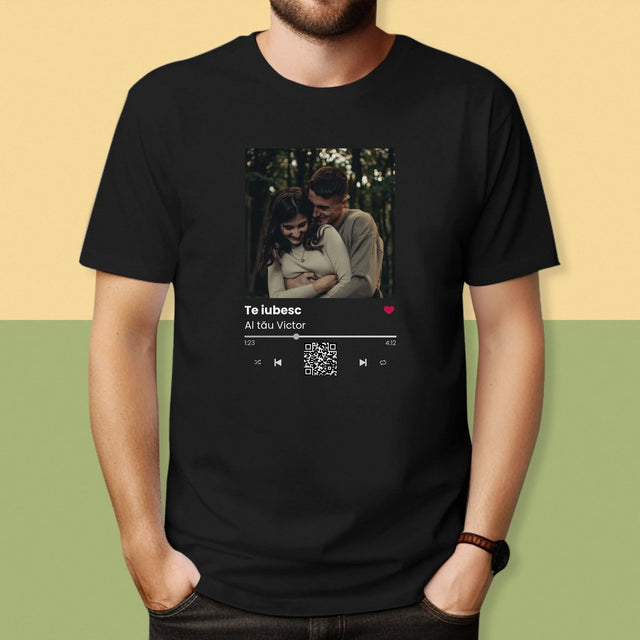 Fotografie Si Semnătură: Spotify Cu Cod Qr - Tricou Pentru Bărbați