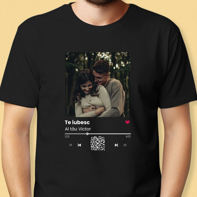 Fotografie Si Semnătură: Spotify Cu Cod Qr - Tricou Pentru Bărbați