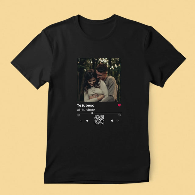 Fotografie Si Semnătură: Spotify Cu Cod Qr - Tricou Pentru Bărbați